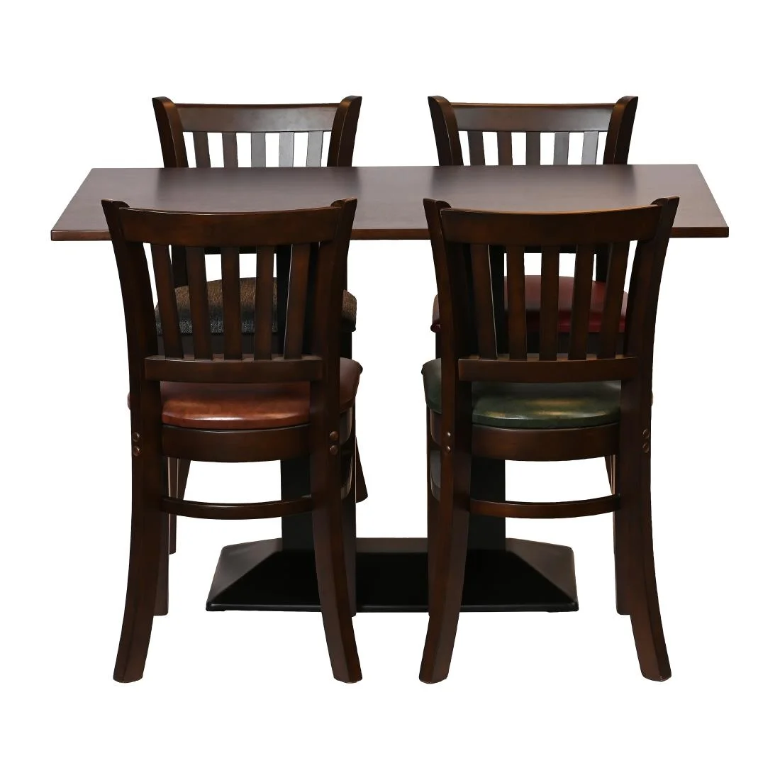 Turin Dining Table with 4 Manhattan Chairs in Dark Walnut with Shetland Sea