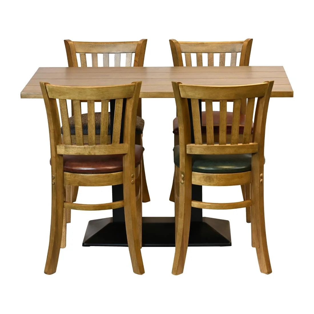 Turin Dining Table with 4 Manhattan Chairs in Weathered Oak with Bison Espresso