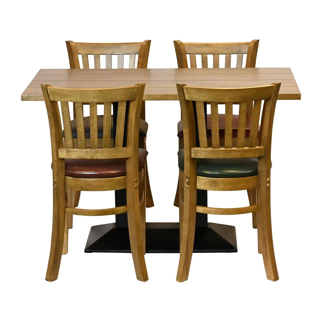 Turin Dining Table with 4 Manhattan Dining Chairs Weathered Oak with Bison Cedar