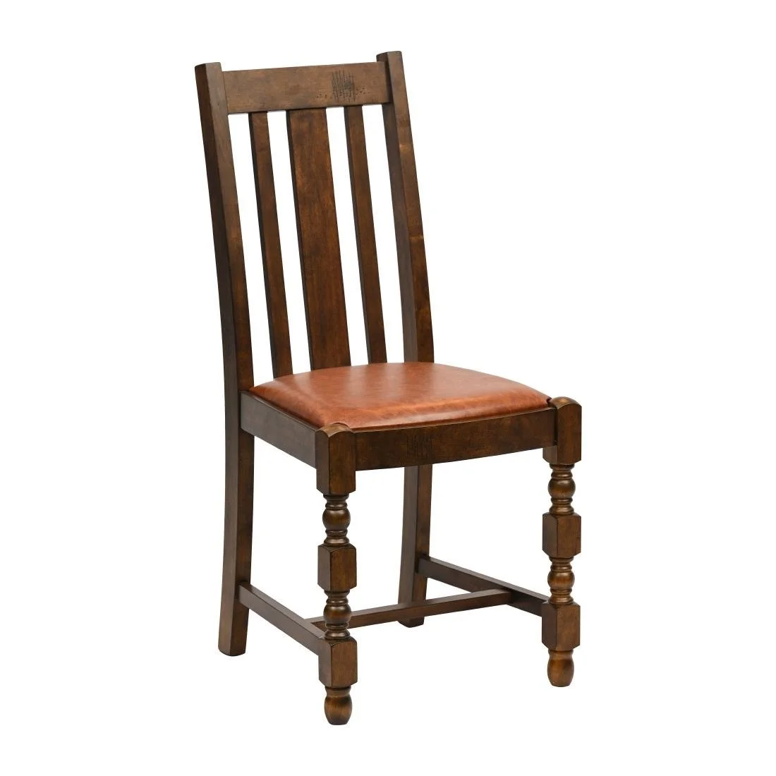Thame Dining Chairs in Vintage Wood with Bison Tan Seat (6 Pack)