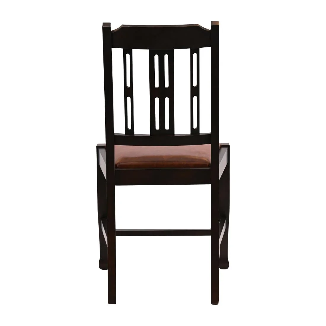 Lattice Back Dining Chairs in Dark Walnut with Bison Tan Seat (6 Pack) - Image 2