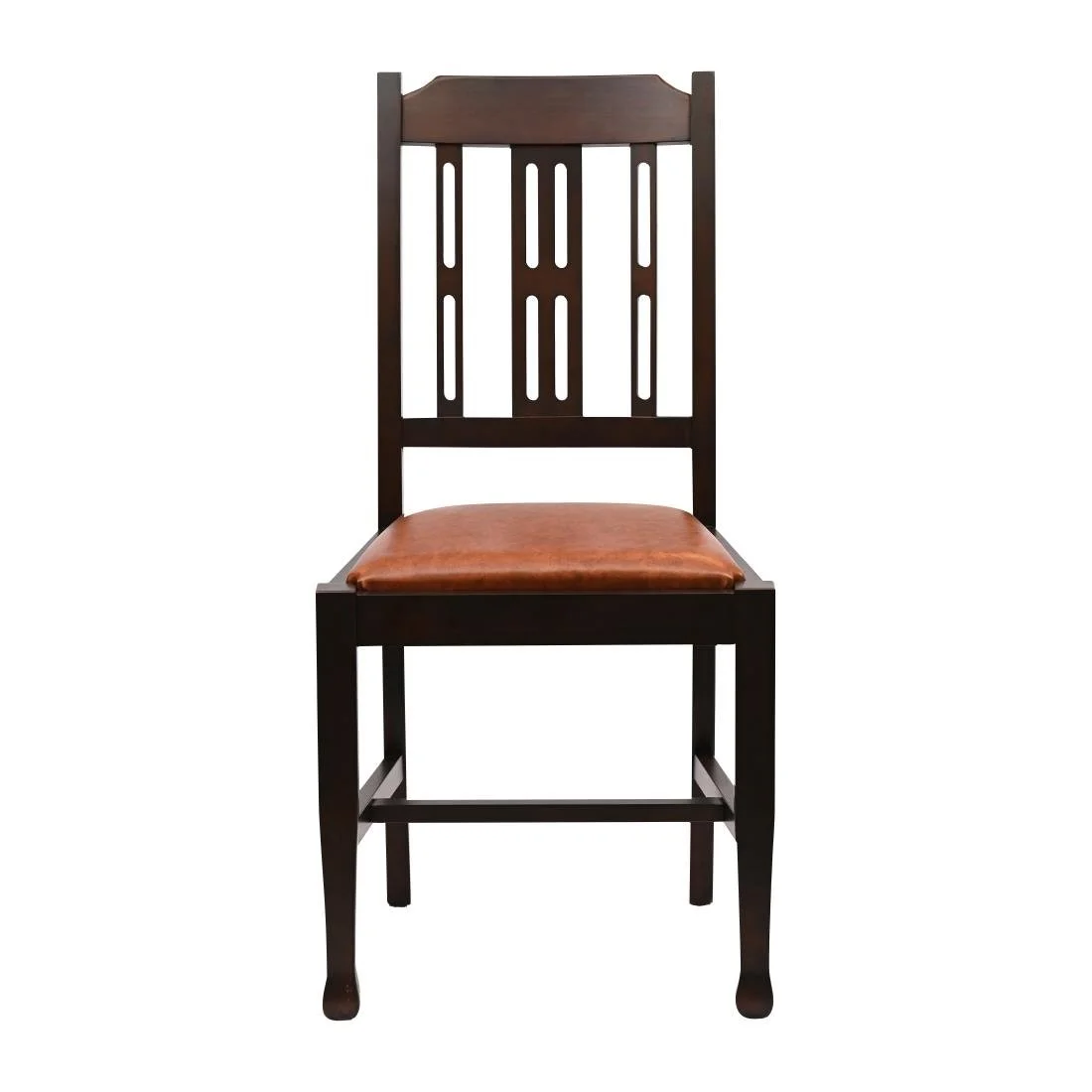 Lattice Back Dining Chairs in Dark Walnut with Bison Tan Seat (6 Pack) - Image 3
