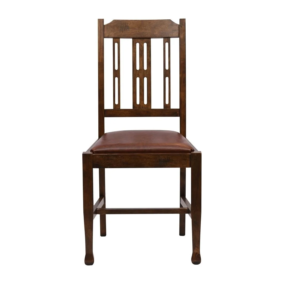 Lattice Back Dining Chairs in Vintage Wood with Bison Espresso Seat (6 Pack) - Image 2