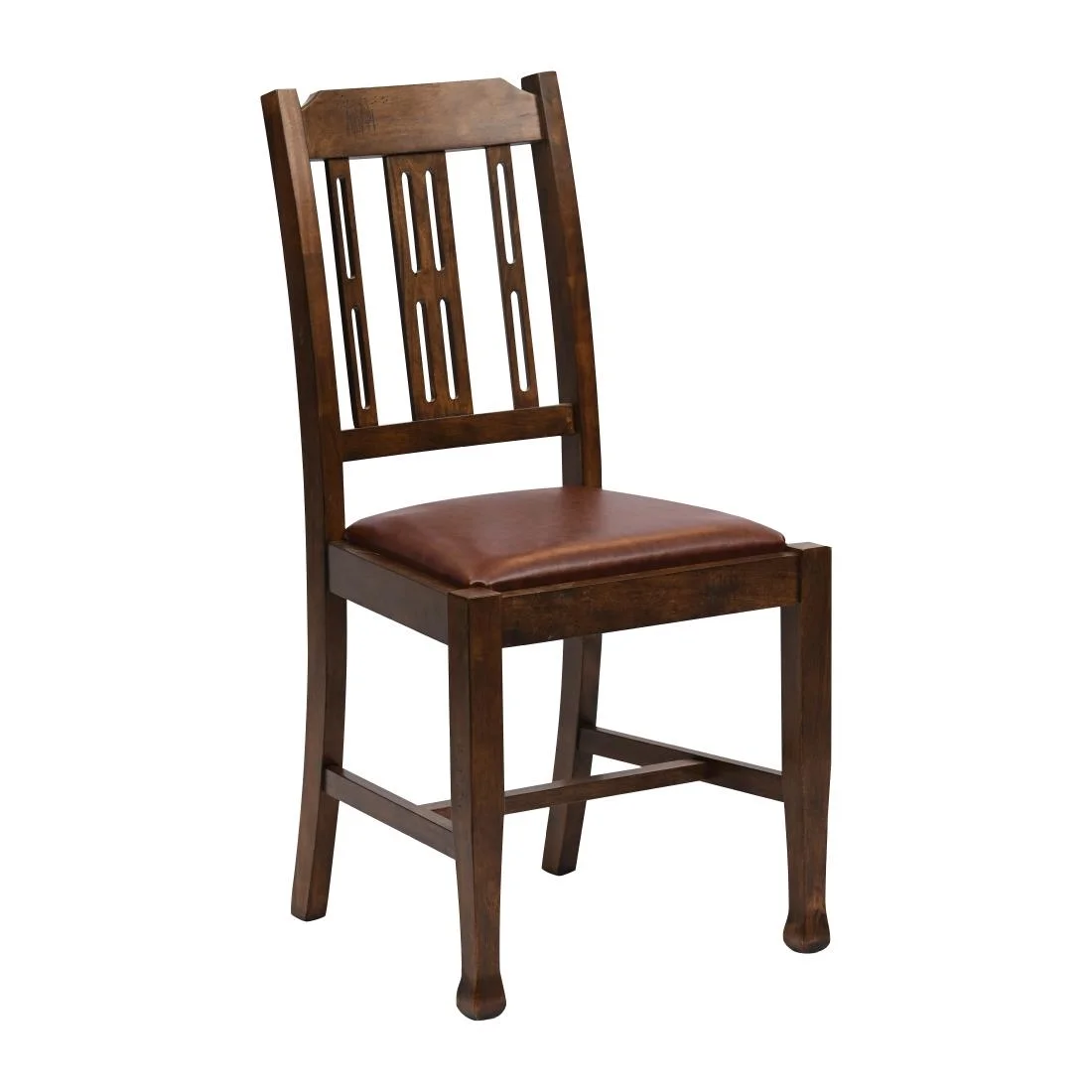 Lattice Back Dining Chairs in Vintage Wood with Bison Espresso Seat (6 Pack)