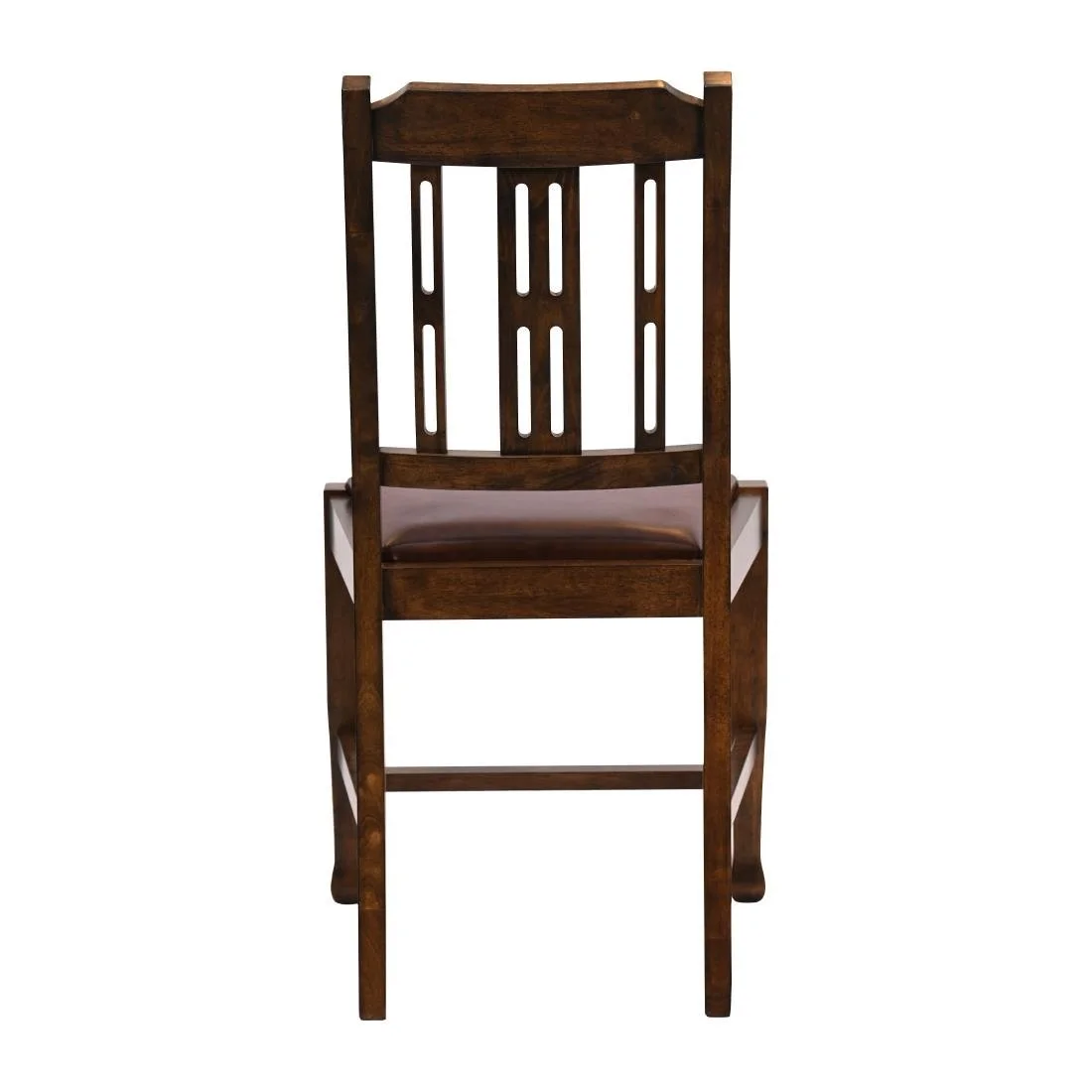 Lattice Back Dining Chairs in Vintage Wood with Bison Espresso Seat (6 Pack) - Image 4
