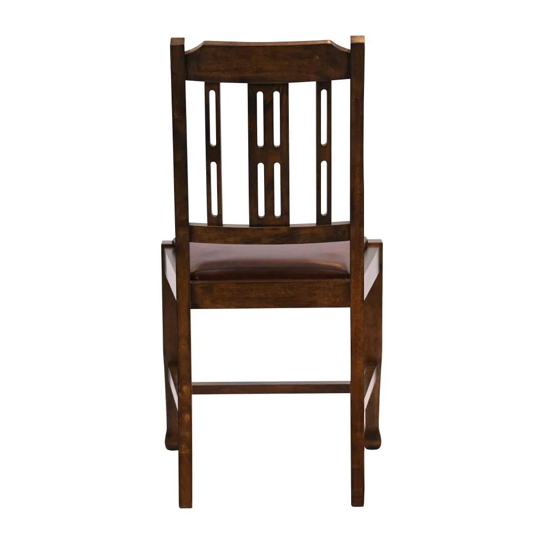 Lattice Back Dining Chairs in Vintage Wood with Bison Espresso Seat (6 Pack) - Image 4