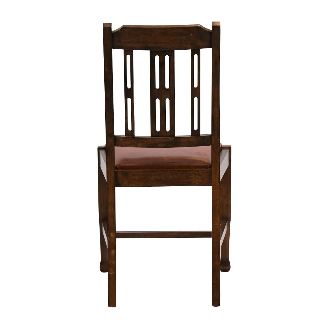 Lattice Back Dining Chairs in Vintage Wood with Bison Tan Seat (6 Pack) - Image 2