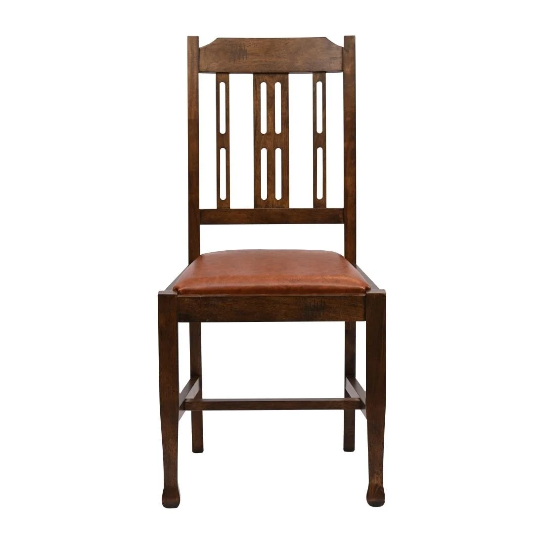 Lattice Back Dining Chairs in Vintage Wood with Bison Tan Seat (6 Pack) - Image 3