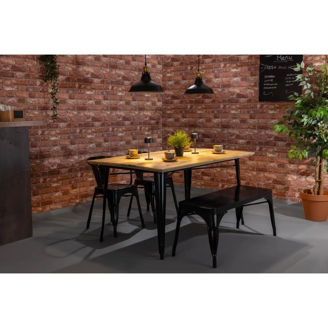 Bolero Bistro Metal Benches Black 1000mm (2 Pack) - Image 3