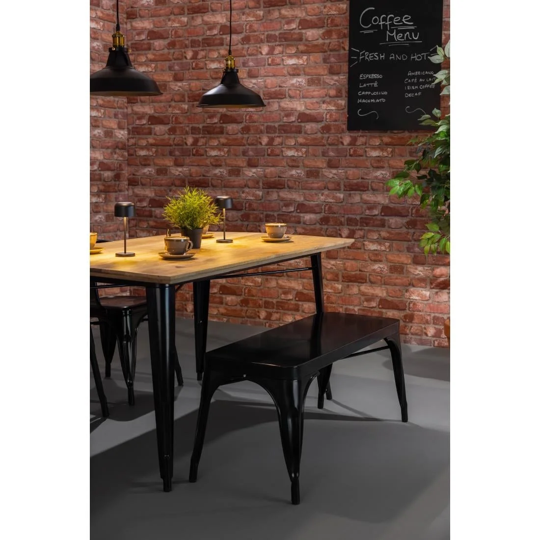 Bolero Bistro Metal Benches Black 1000mm (2 Pack) - Image 4
