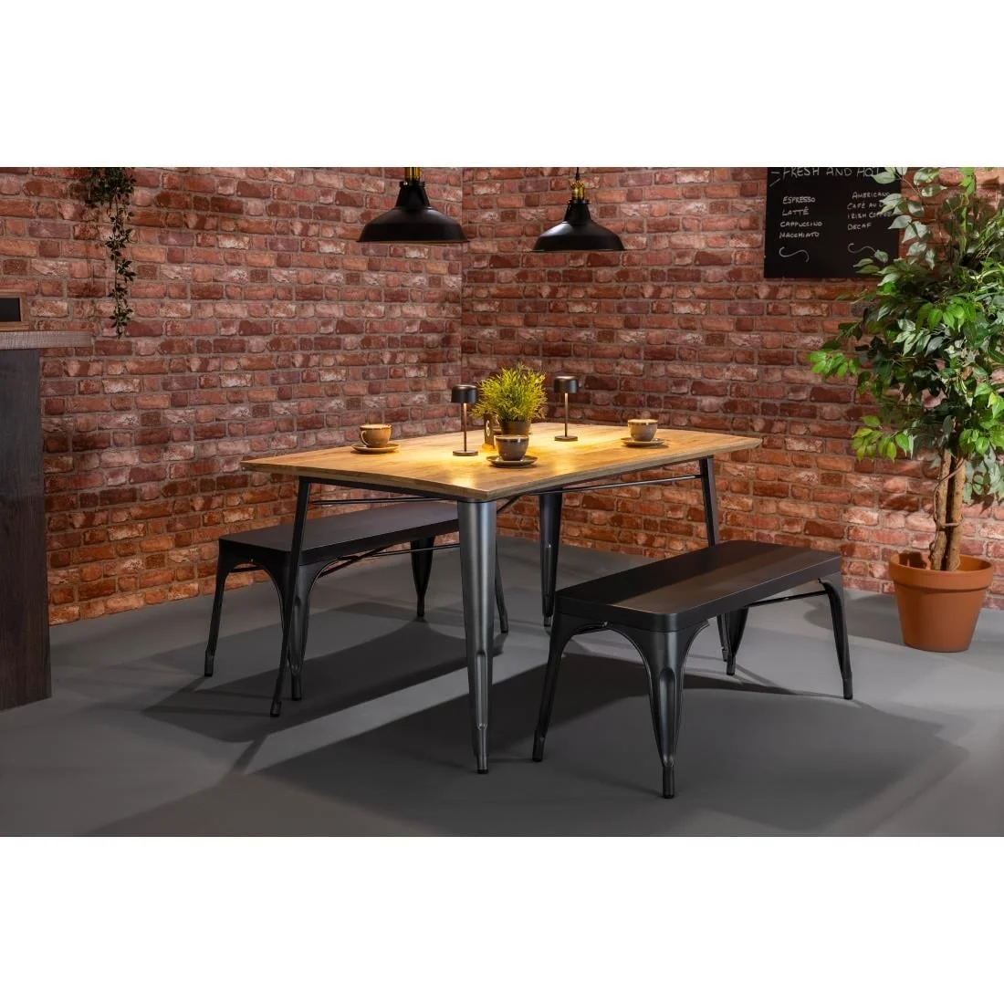 Bolero Bistro Metal Benches Gunmetal 1000mm (2 Pack) - Image 2