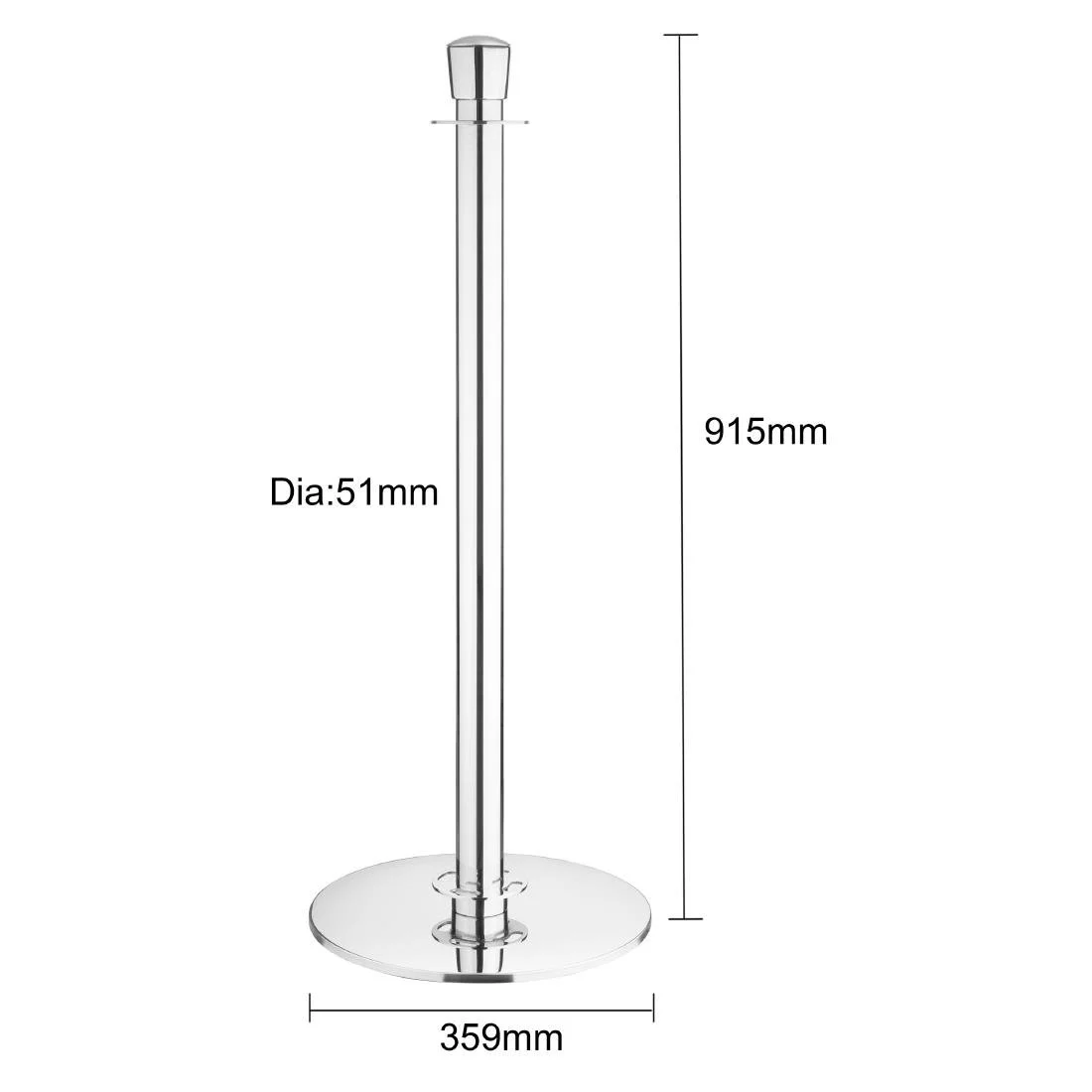 Bolero Flat Base Barrier Banner Posts Polished Stainless Steel (2 Pack) - Image 4
