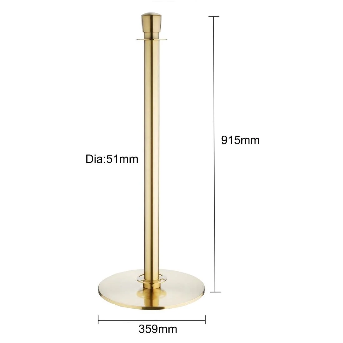 Bolero Flat Base Barrier Banner Posts Brushed Brass (2 Pack) - Image 5