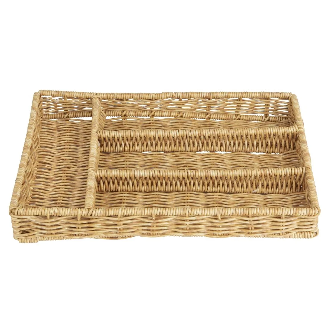 Olympia Polywicker Cutlery Organiser Light Brown 340x250mm - Image 1