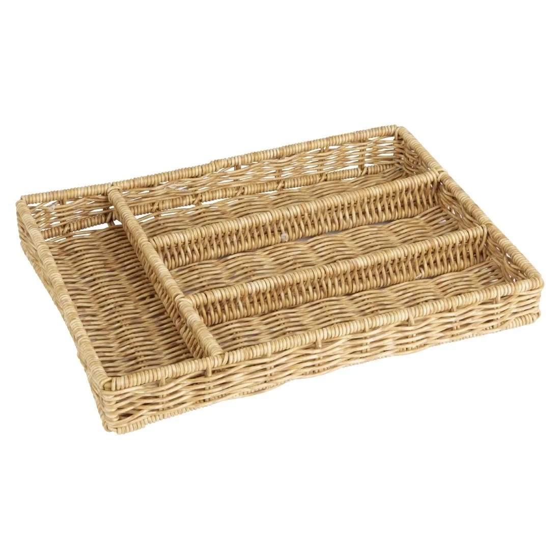 Olympia Polywicker Cutlery Organiser Light Brown 340x250mm - Image 2