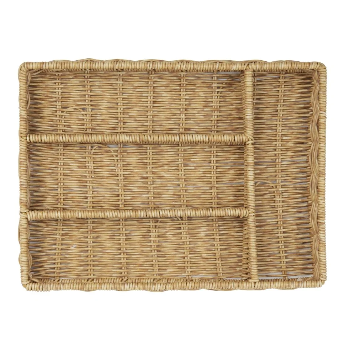 Olympia Polywicker Cutlery Organiser Light Brown 340x250mm - Image 3