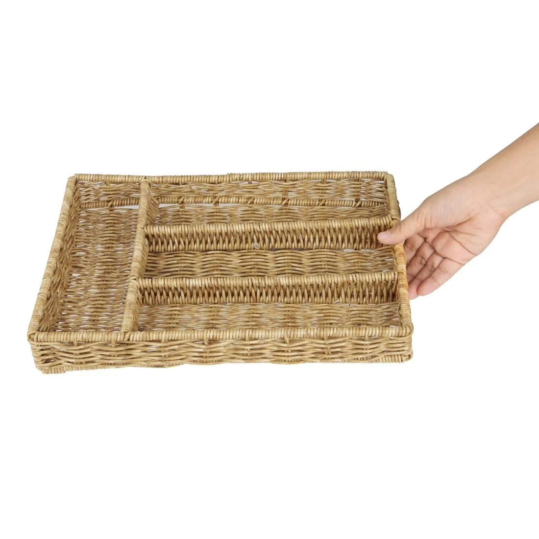 Olympia Polywicker Cutlery Organiser Light Brown 340x250mm - Image 5
