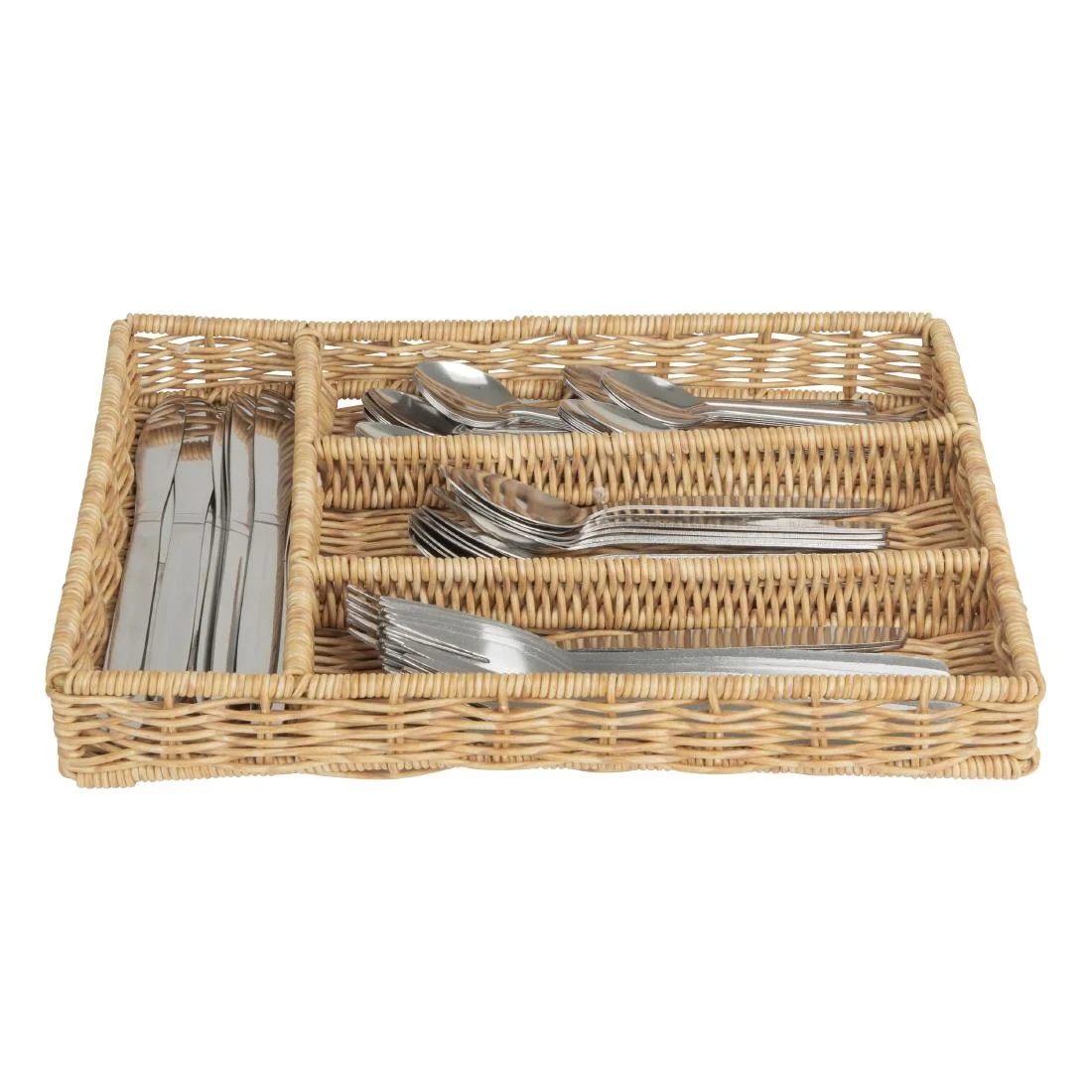 Olympia Polywicker Cutlery Organiser Light Brown 340x250mm - Image 6