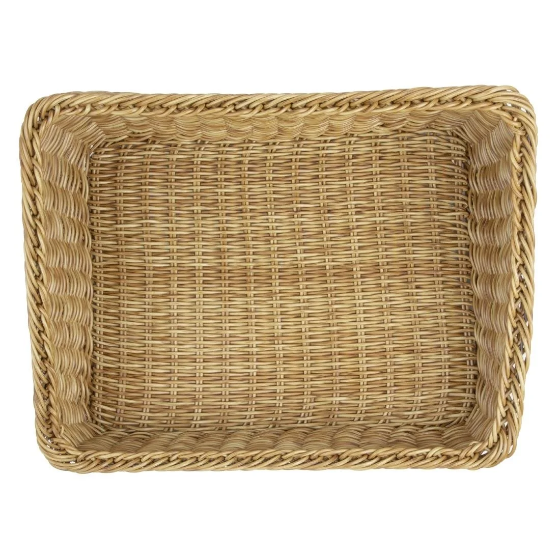 Olympia Polywicker Rectangular Display Basket Light Brown 525x385mm - Image 3