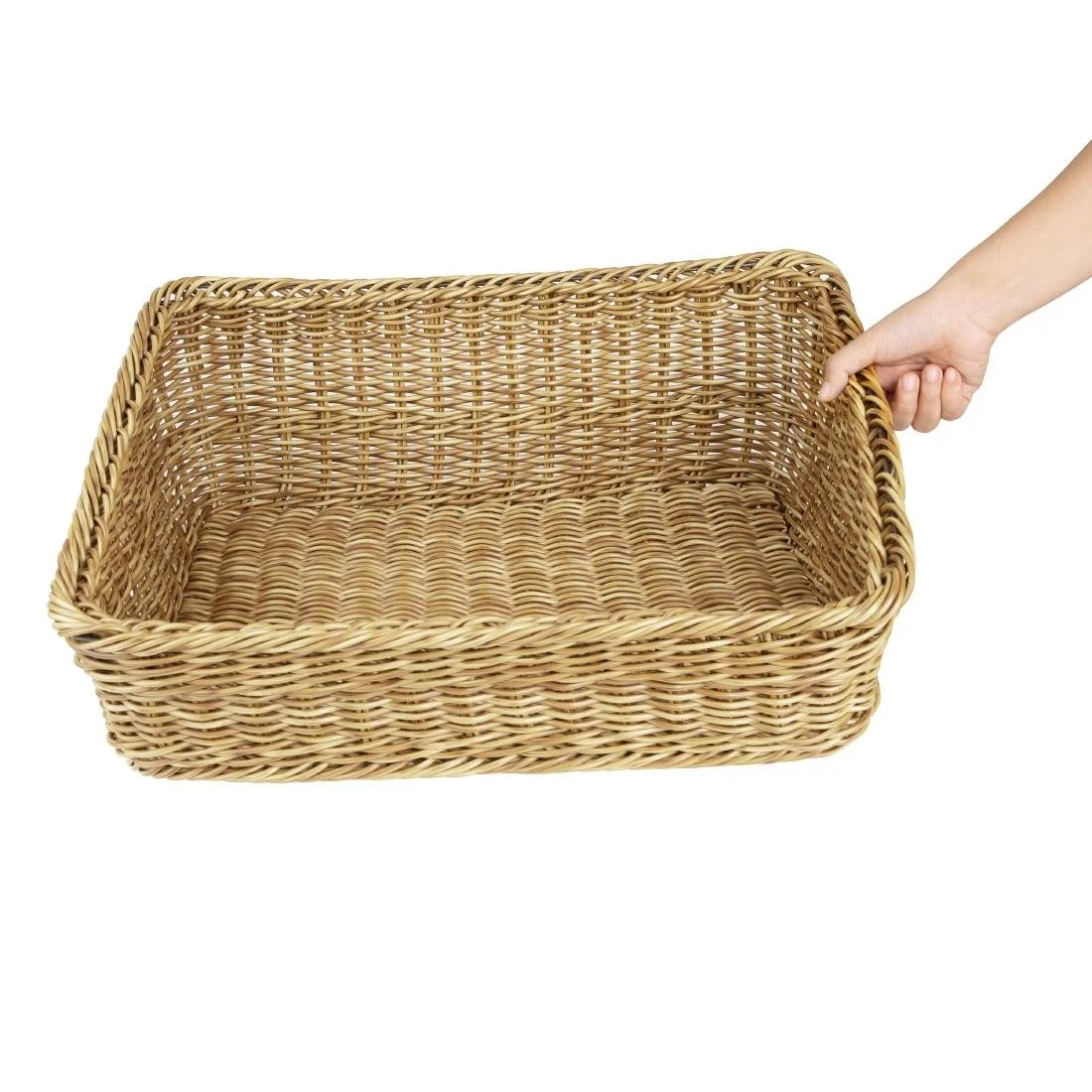 Olympia Polywicker Rectangular Display Basket Light Brown 525x385mm - Image 5