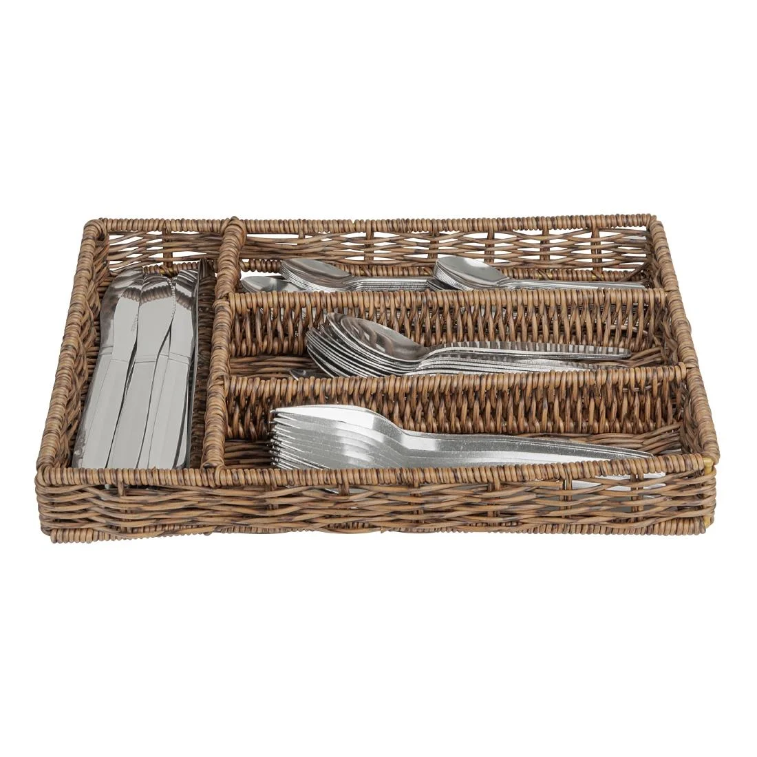 Olympia Polywicker Cutlery Organiser Dark Brown 340x250mm - Image 6