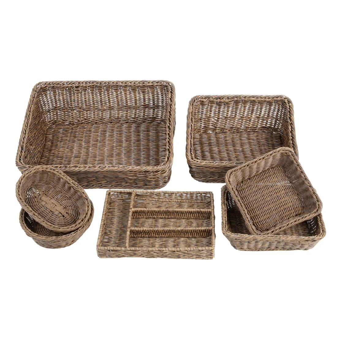 Olympia Polywicker Rectangular Display Basket Dark Brown 360x300mm - Image 4