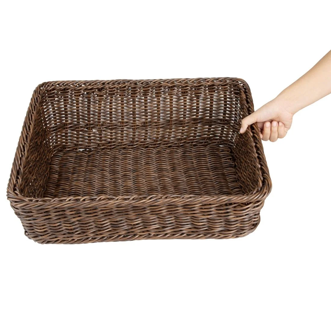 Olympia Polywicker Rectangular Display Basket Dark Brown 525x385mm - Image 5