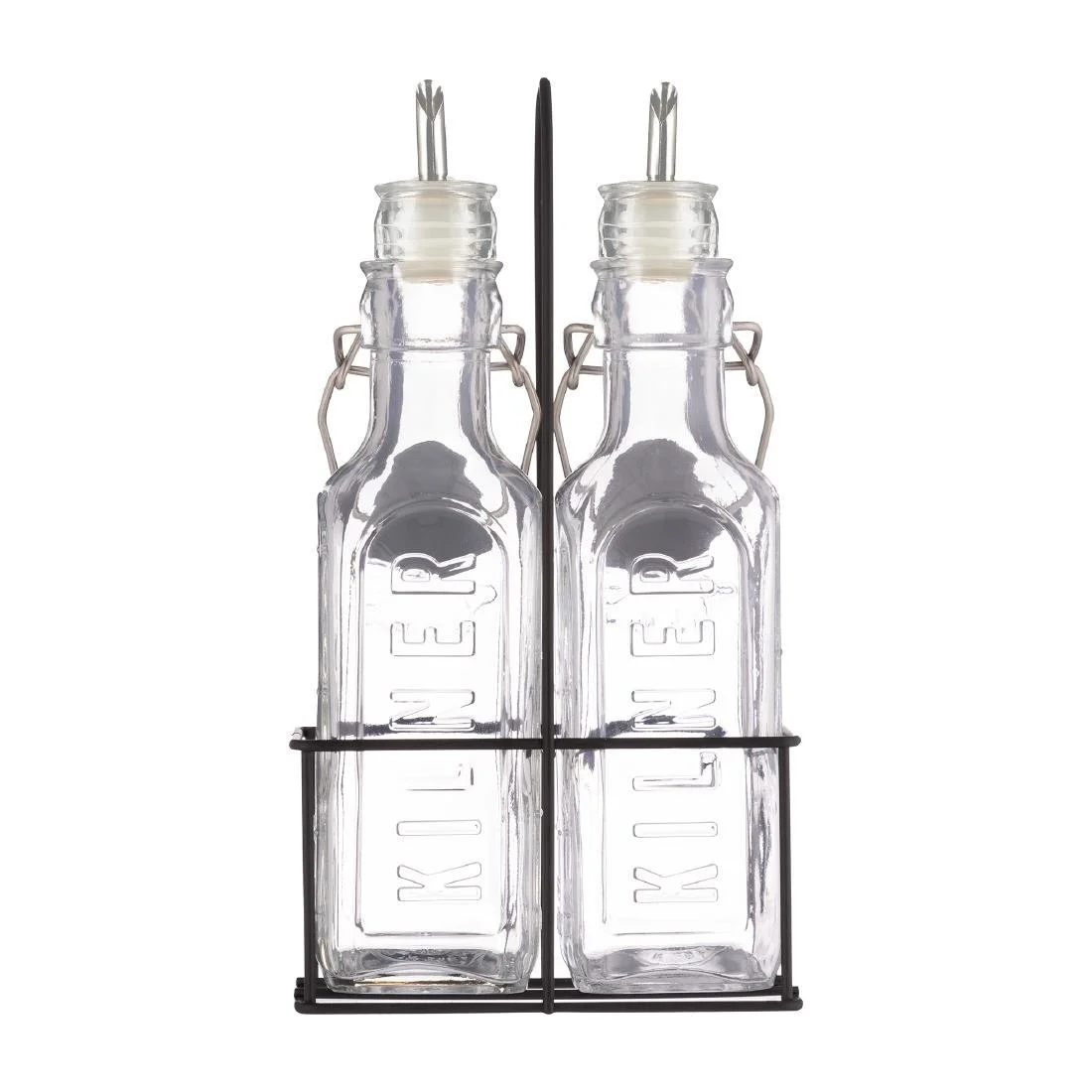 Kilner Oil Bottles and Metal Rack 300ml (2 Pack)