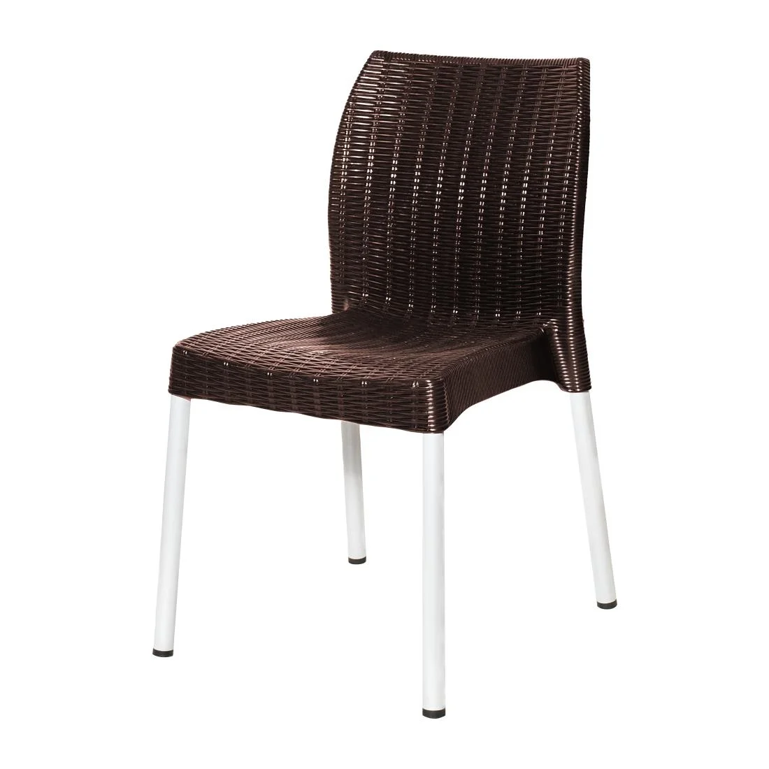 Bolero Elements Polypropylene Rattan Side Chairs Dark Brown (4 Pack) - Image 4