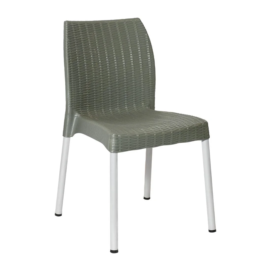 Bolero Elements Polypropylene Rattan Side Chairs Olive Green (4 Pack)