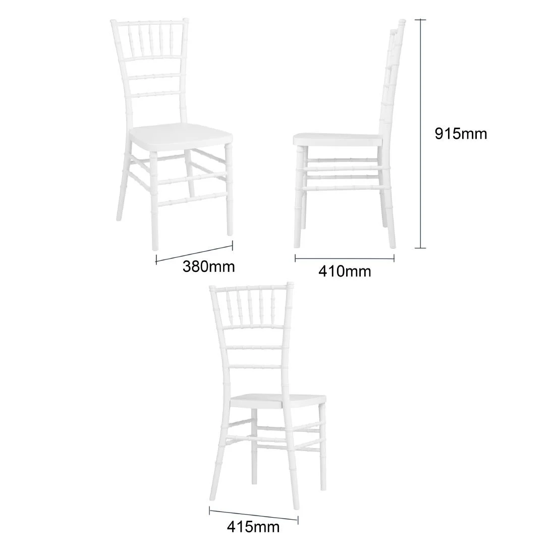 Bolero Chiavari Polypropylene Chairs White (4 Pack) - Image 5