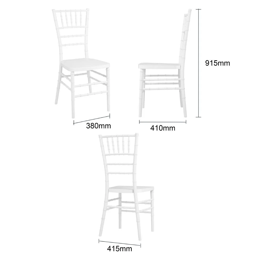 Bolero Chiavari Polypropylene Chairs White (4 Pack) - Image 5