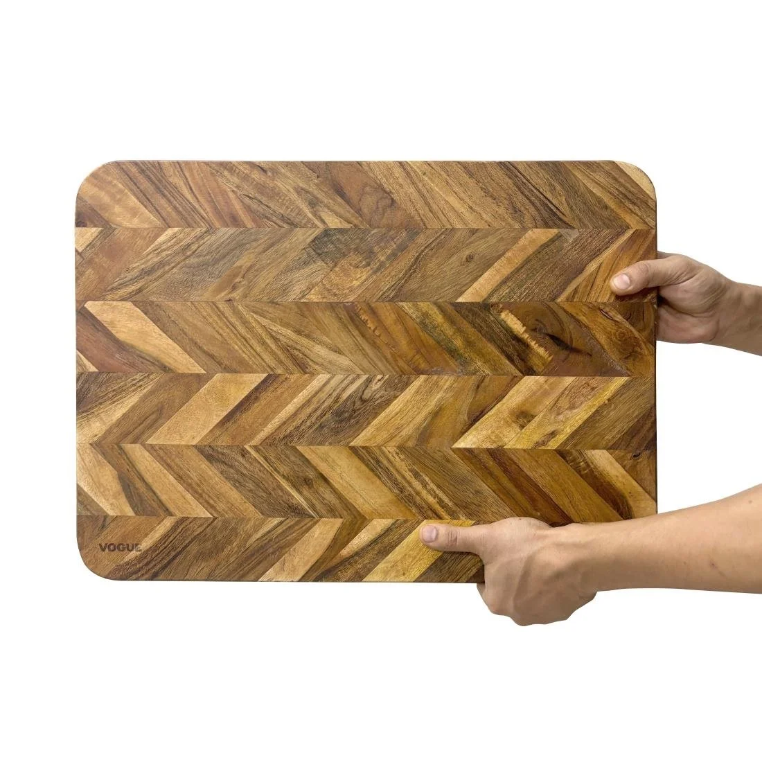 Vogue Chevron Effect Acacia Wood Chopping Board Large - Image 3