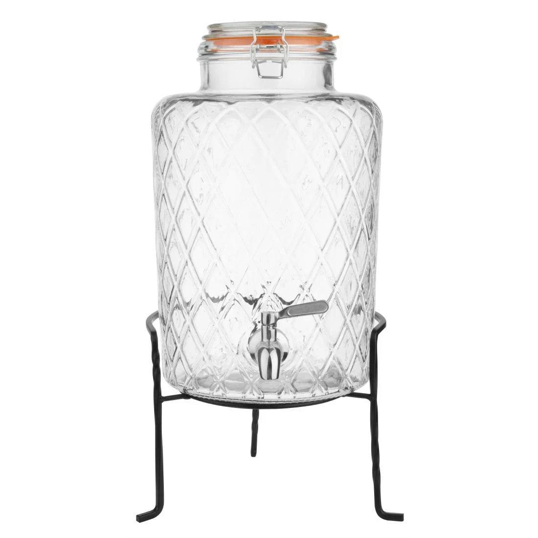 Olympia Geo Glass Clip-Top Drinks Dispenser with Wire Stand 8Ltr - Image 1