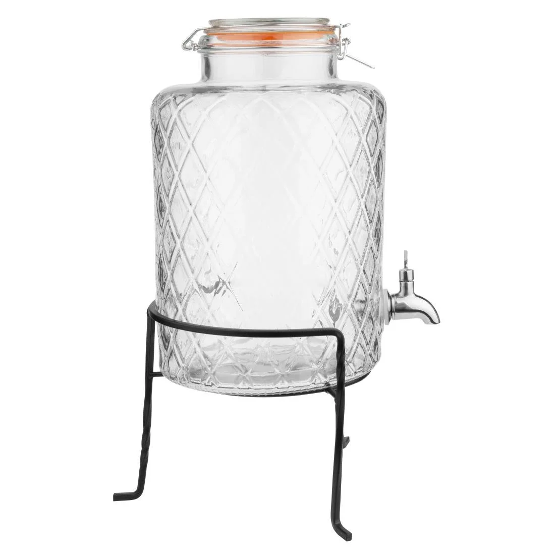Olympia Geo Glass Clip-Top Drinks Dispenser with Wire Stand 8Ltr - Image 3