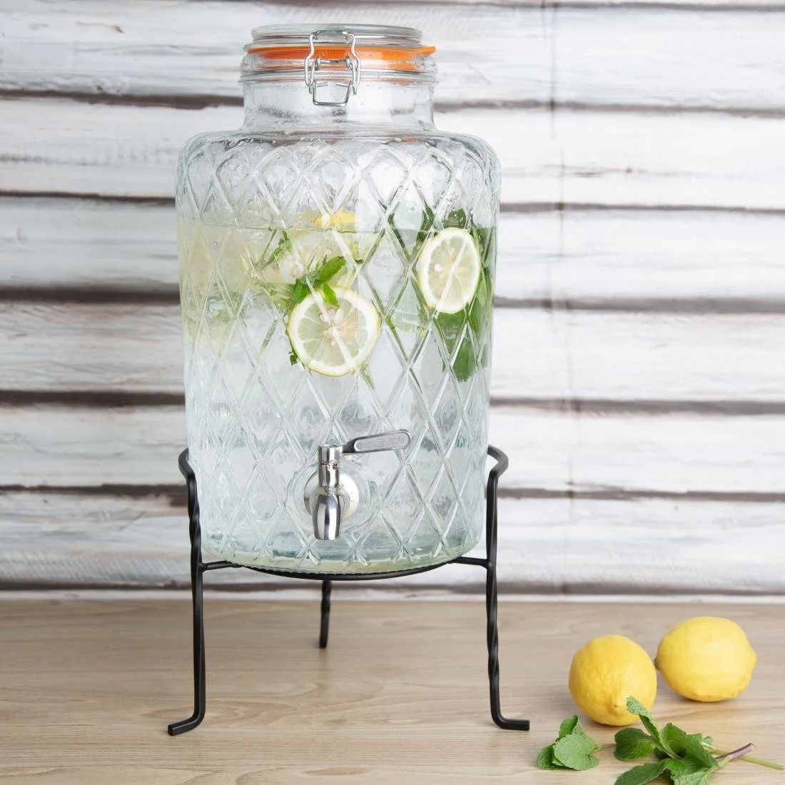 Olympia Geo Glass Clip-Top Drinks Dispenser with Wire Stand 8Ltr - Image 6