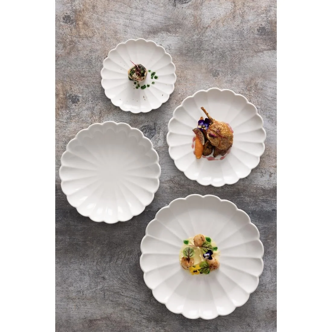 Olympia Bloom Scalloped Plates White 226mm (6 Pack) - Image 2