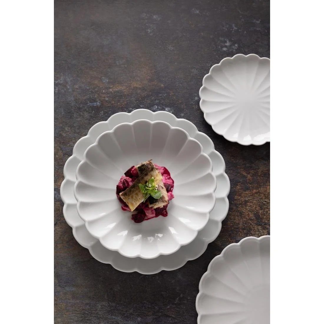 Olympia Bloom Scalloped Bowls White 230mm (6 Pack) - Image 3