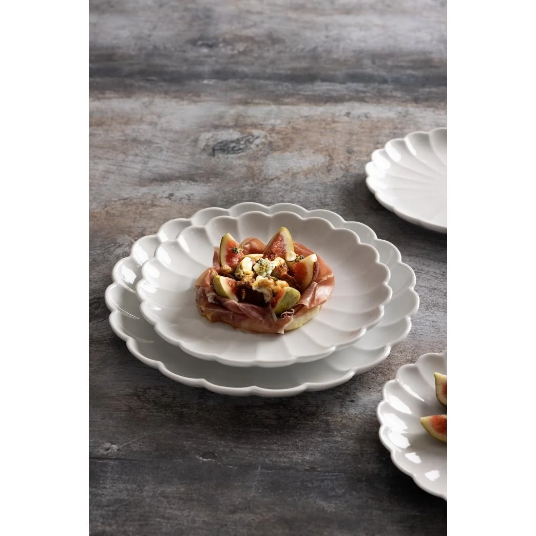 Olympia Bloom Scalloped Plates White 276mm (4 Pack) - Image 3