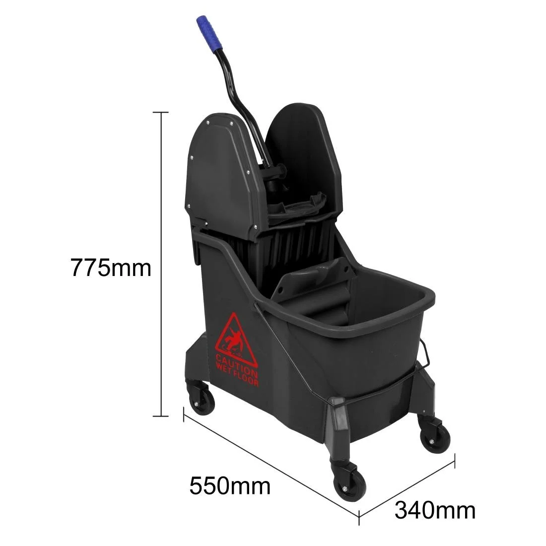 Jantex Two-Compartment Mop Bucket and Wringer Red 30Ltr - Image 6