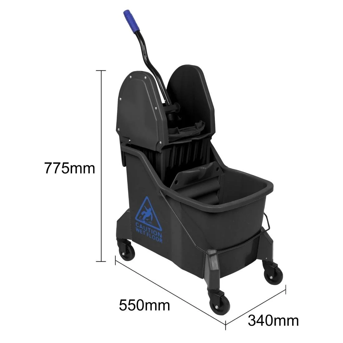 Jantex Two-Compartment Mop Bucket and Wringer Blue 30Ltr - Image 6