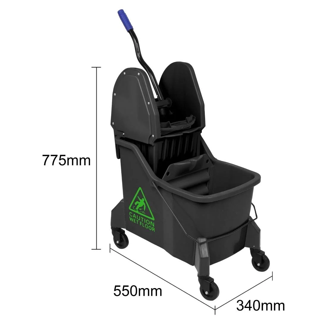 Jantex Two-Compartment Mop Bucket and Wringer Green 30Ltr - Image 6