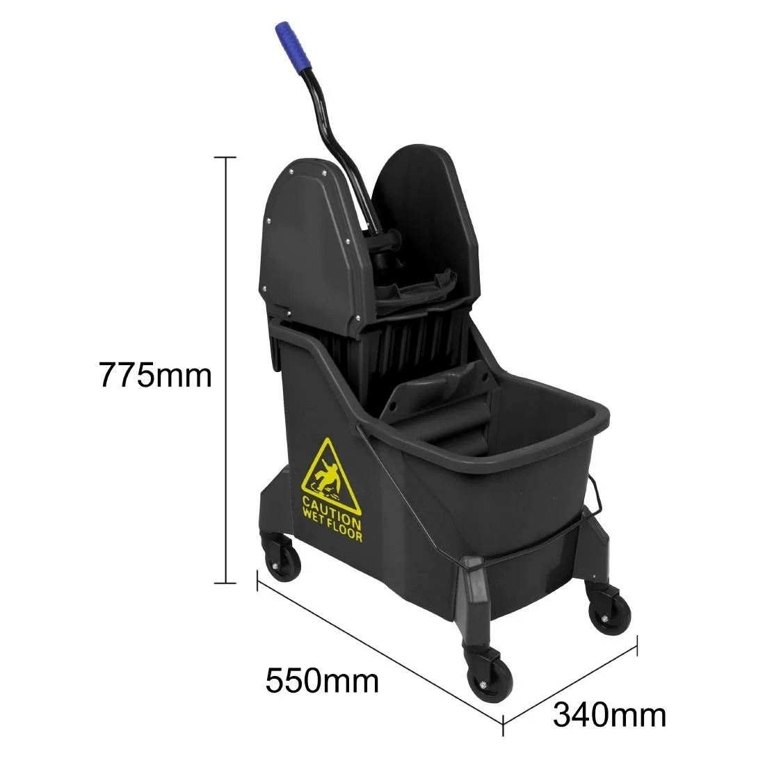 Jantex Two-Compartment Mop Bucket and Wringer Yellow 30Ltr - Image 6