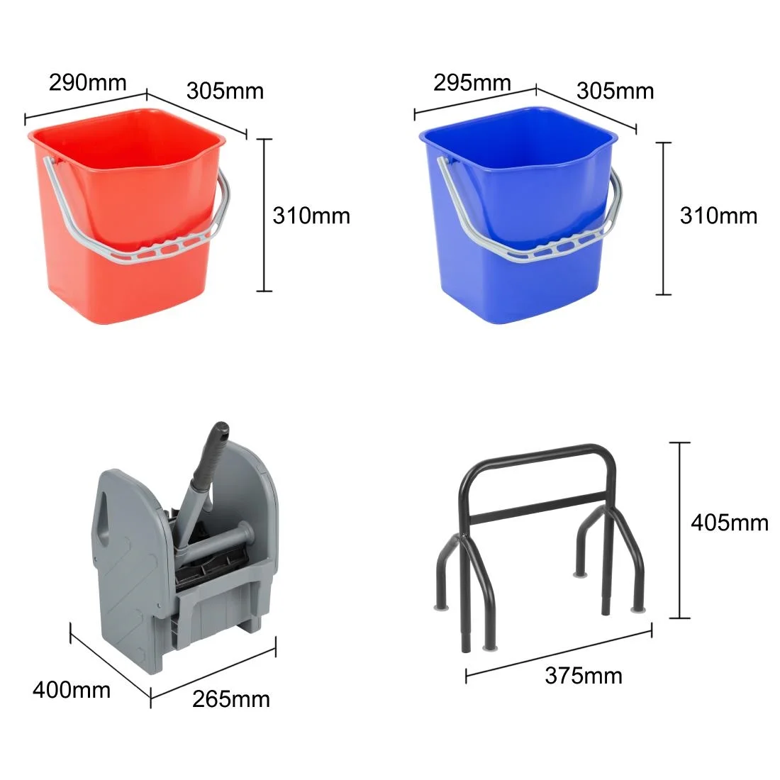 Jantex Mop Bucket & Wringer Set for Cleaning Trolley 2x 12Ltr - Image 7