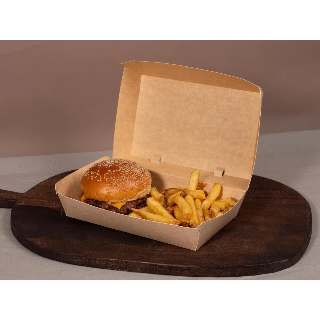 Notpla 7"x5" Clamshell Takeaway Boxes - Kraft (200 Pack) - Image 2