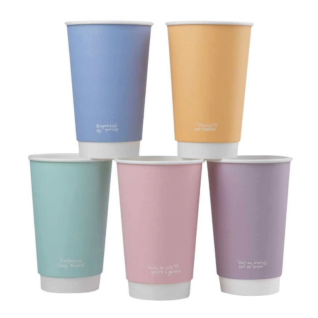 Vegware Feel Good Double Wall Pastel Hot Cups 16oz (400 Pack)
