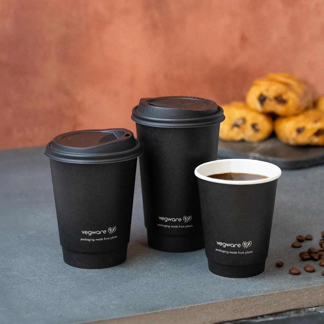 Vegware Double Wall Hot Cups Black 8oz (500 Pack) - Image 2