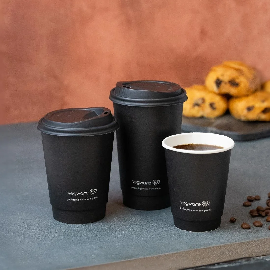 Vegware Double Wall Hot Cups Black 8oz (500 Pack) - Image 2