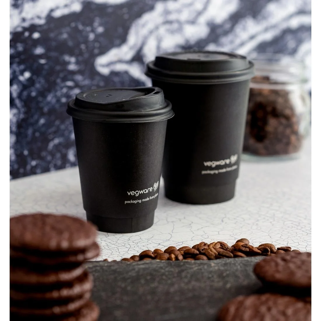 Vegware 79-Series CPLA Hot Cup Lids Black (1000 Pack) - Image 2