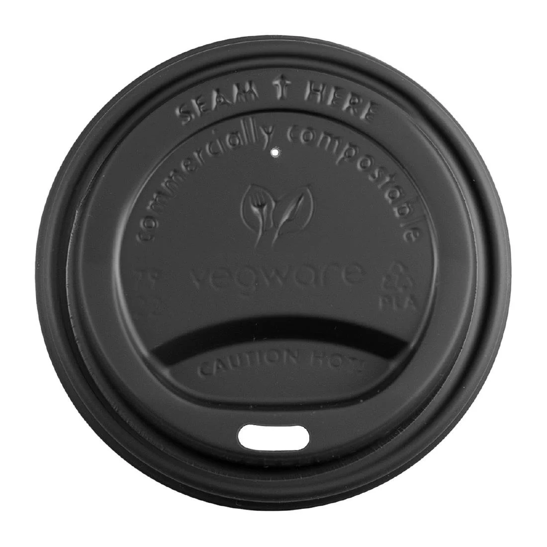 Vegware 79-Series CPLA Hot Cup Lids Black (1000 Pack)